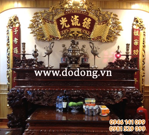 Mẫu bàn thờ đỉnh đồng khảm ngũ sắc đẹp đỉnh ngũ sắc