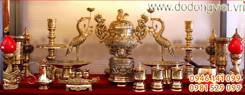 Đồ thờ đồng vàng, cách bày đồ thờ trên bàn gia tiên