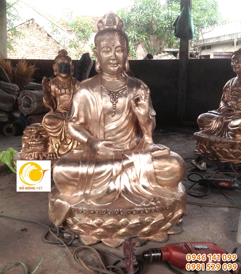Đúc tượng đại thế chí bồ tát đồng đỏ 120cm