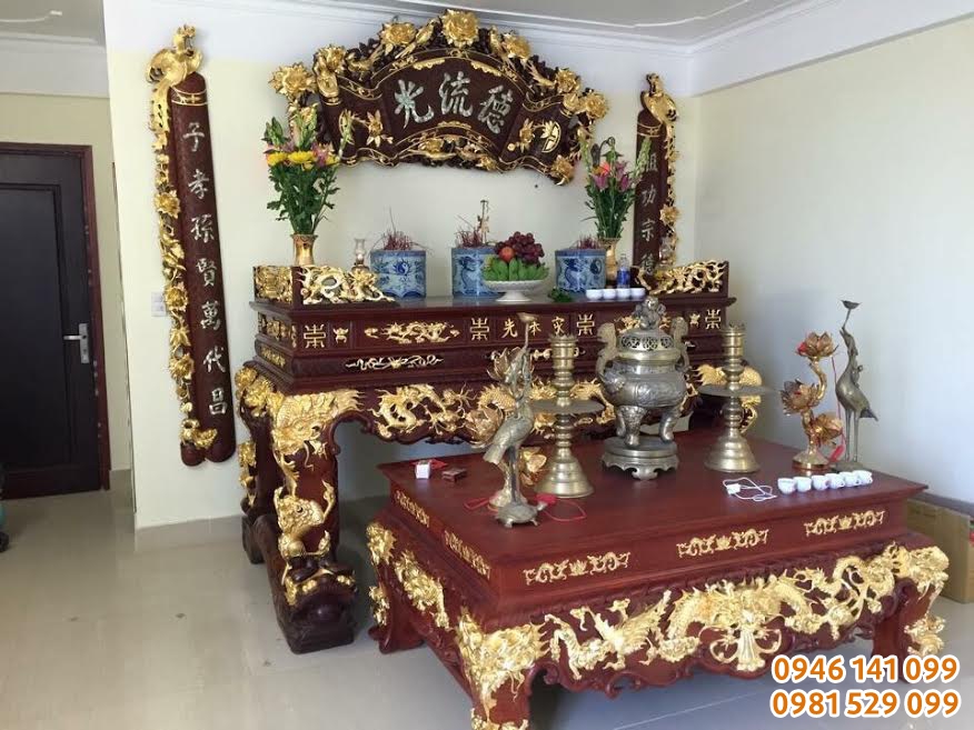 Dát vàng nội thất đồ gỗ, đồ thờ dát vàng uy tín