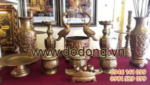 Bộ đỉnh đồng đỏ nguyên khối hun màu Đỉnh đồng hun