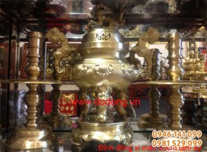 Bộ đỉnh tam sự xi màu 60cm đẹp Đỉnh thờ đại bái