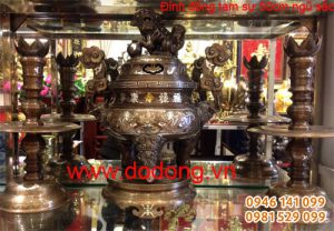 Đỉnh đồng tam sự 50cm ngũ sắc chất lượng cao