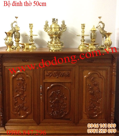 Bộ đồ thờ đồng vàng số 3 bày bàn thờ gia tiên
