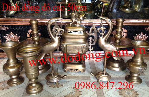 Đỉnh đồng vuông hun màu ngũ sự 50