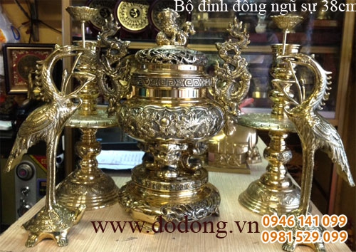 Bộ đồ thờ đồng vĩnh tiến số 1 cao 38cm đồ thờ vĩnh tiến