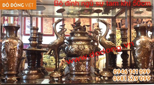 Bộ đồ thờ cúng bằng đồng tam khí Đồ đồng cao cấp