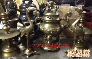 Bộ đỉnh đồng hoa sòi đồng da cua 50cm