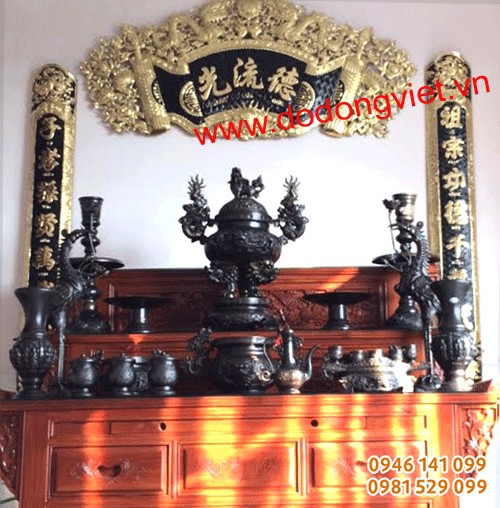 Bộ đồ thờ đồng dapha hun, mẫu bàn thờ gia tiên đẹp