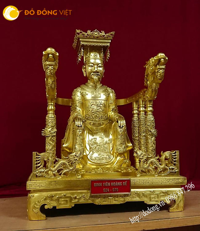 Tượng đồng Đinh tiên hoàng đế ngồi ngai vàng 81cm