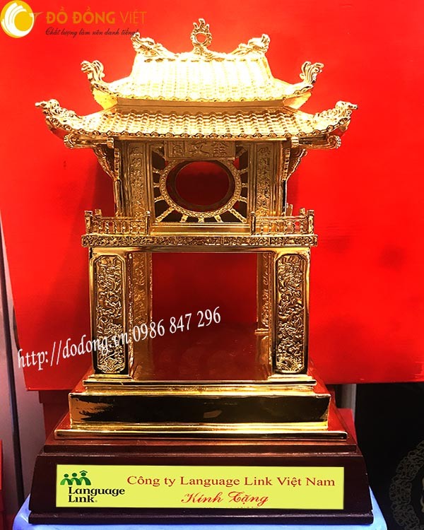 Tượng văn miếu mạ vàng, khuê văn các đúc đồng 40cm