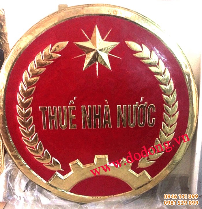 Huy hiệu ngành thuế, logo thuế bằng đồng treo tòa nhà