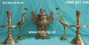 Bộ đồ đồng thờ cúng hãng Vĩnh tiến số 2 đỉnh vĩnh tiến
