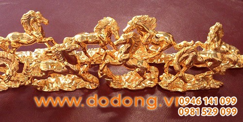 Tượng ngựa bằng đồng mạ vàng 24k Qùa tặng phong thủy