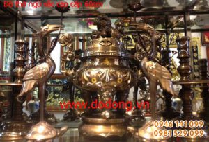 Đúc đồng đại bái đồng ngũ sắc khảm 5 màu sang trọng