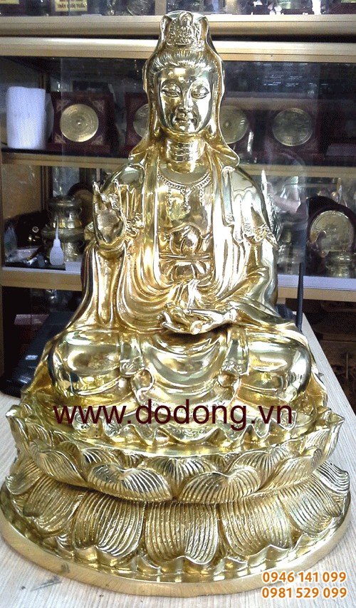 Tượng phật bà ngồi đài sen cao 48cm phật bà quan âm