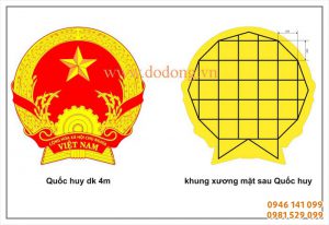Treo quốc huy 1,5,2,3,4m gò đồng nổi trên cửa khẩu, tòa nhà