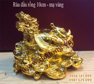 Tượng long quy đầu rồng mạ vàng 24k phong thủy Tượng đồng phong thủy