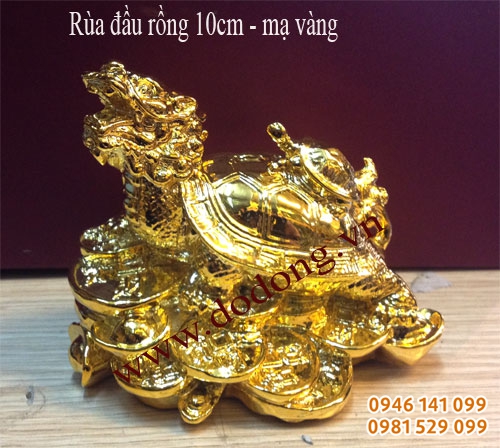 Tượng long quy đầu rồng mạ vàng 24k phong thủy Tượng đồng phong thủy