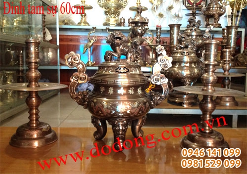 Đỉnh khảm ngũ sắc 60 tam sự đồ thờ ngũ sắc