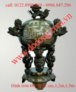 Đỉnh cầu tam khí, đỉnh quả bóng tam nghê khảm bạc Đồng tam khí