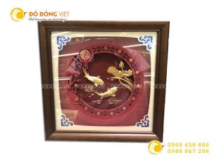 Quà Tặng Vàng Cao Cấp Tranh Hoa Sen Cá Chép 