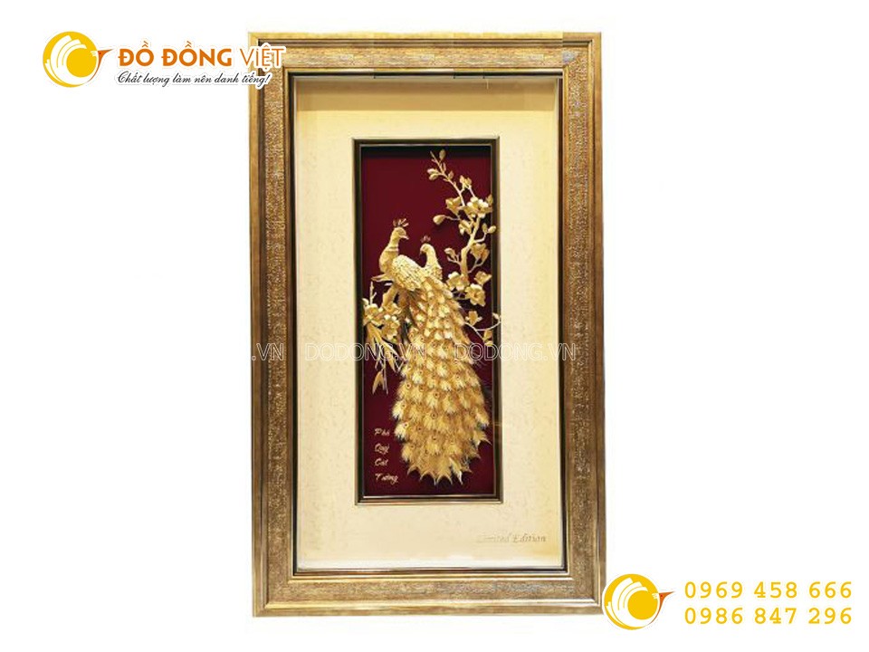 Tranh phú quý cát tường bằng vàng 24k