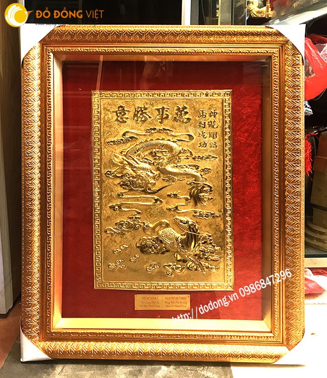 Tranh đồng mạ vàng Thần long khai lộ