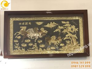 Tranh đồng bát mã, mã đáo thành công khung 1,2m