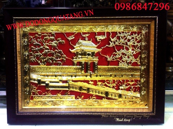 Tranh đồng khuê văn các 3d mạ vàng 50,70cm