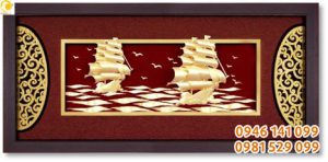 Tranh vàng lá thuận buồm xuôi gió 60×120 cm