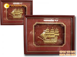 Tranh đồng quà tặng, tranh thuận buồm xuôi gió mạ vàng 24K