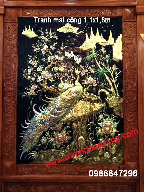 Tranh uyên ương đồng trang trí 1,8m