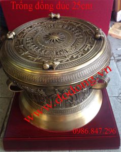Trống đồng quà tặng đúc 25cm lưu niệm đúc trống