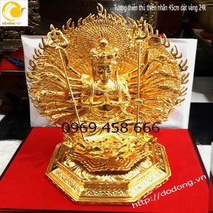 Tượng chuẩn đề, thiên thủ thiên nhãn 45cm dát vàng 24k