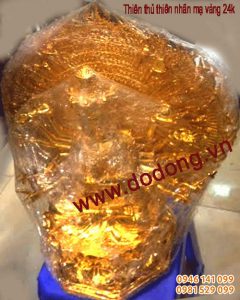 Tượng phật đồng thiên thủ mạ vàng 24k, phật trăm tay mạ vàng 9999