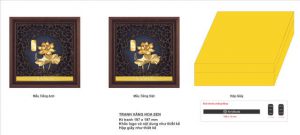 Tranh hoa sen quà tặng dát vàng 24k 20cm