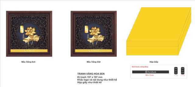 Tranh hoa sen quà tặng dát vàng 24k 20cm