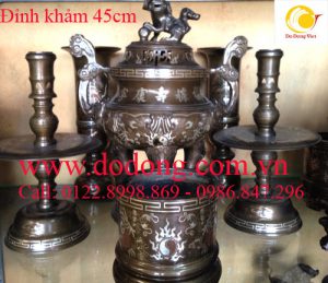 Đỉnh thờ tam khí đồng đỏ 50cm, Đỉnh đồng đỏ