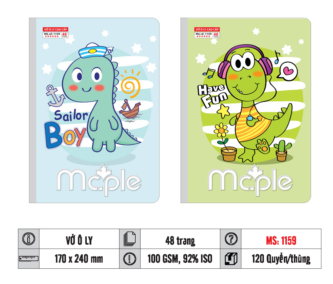 VỞ Ô LY MC.PLE 48 TRANG 100GSM MS 1159/1160/1104