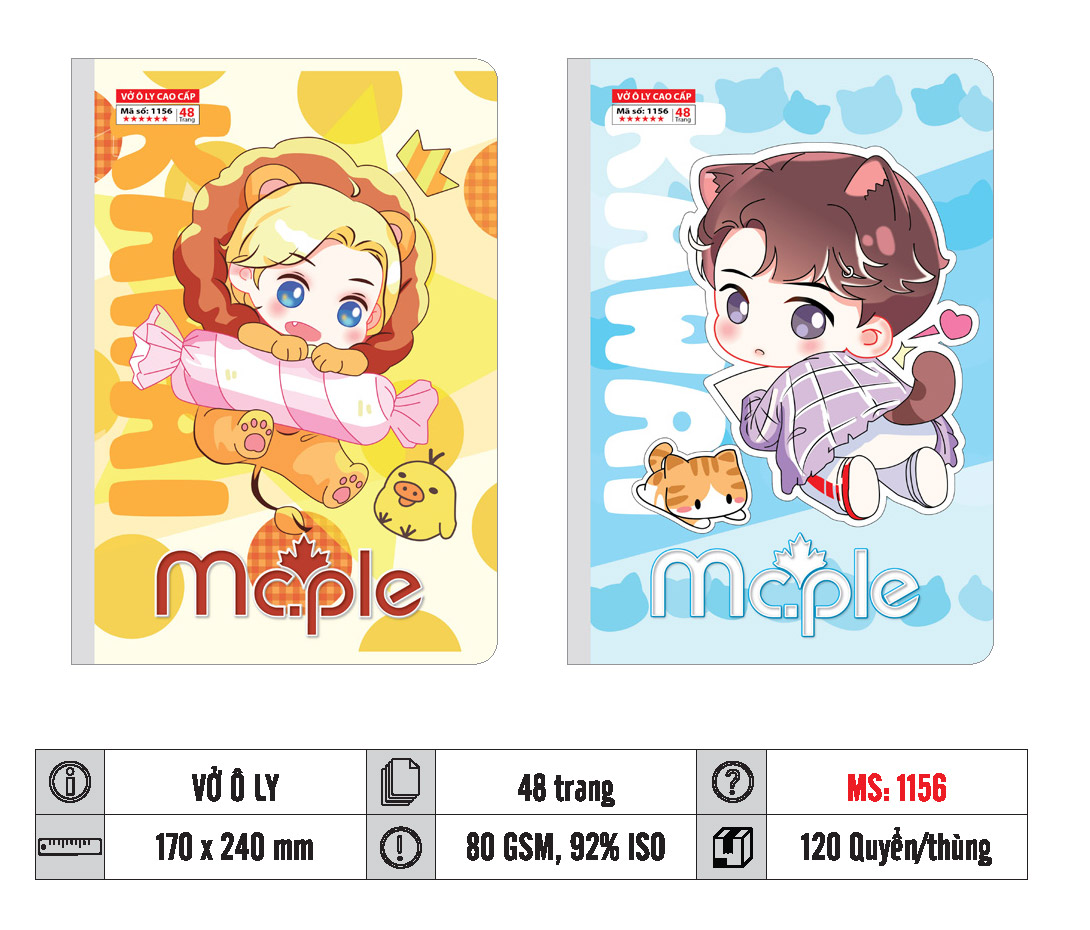 VỞ Ô LY MC.PLE 48 TRANG 80GSM MS 1156