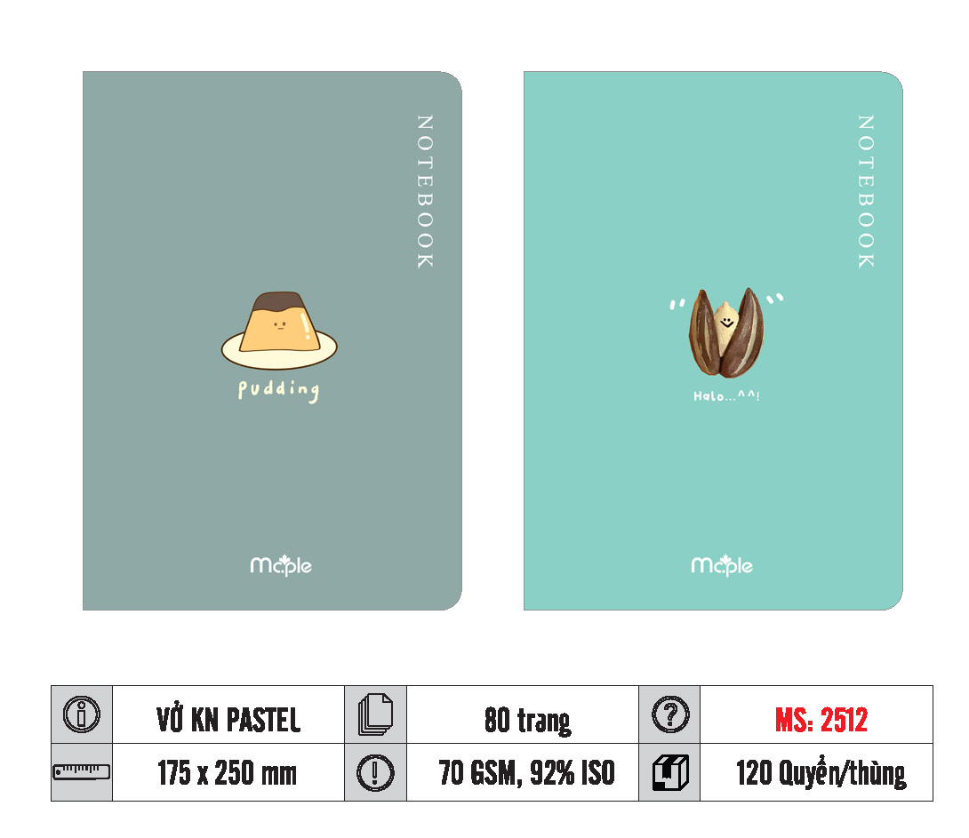 VỞ KẺ NGANG PASTEL MC.PLE 80 TRANG, 70GSM MS 2511/2512/2516/2517/2520/2521 - Ảnh 2