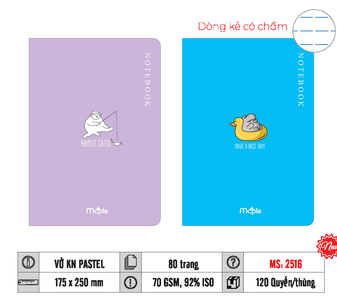 VỞ KẺ NGANG PASTEL MC.PLE 80 TRANG, 70GSM MS 2511/2512/2516/2517/2520/2521 - Ảnh 3