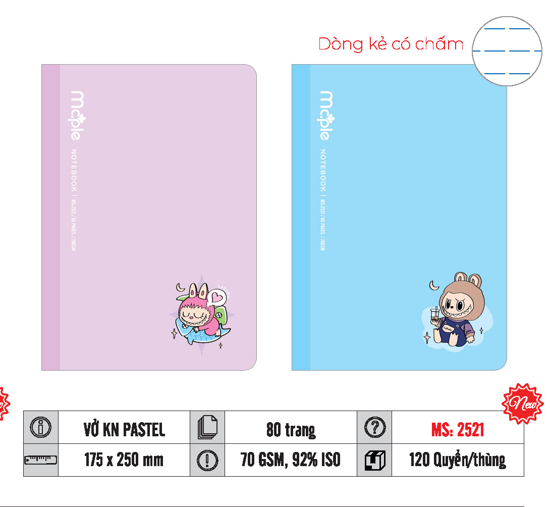 VỞ KẺ NGANG PASTEL MC.PLE 80 TRANG, 70GSM MS 2511/2512/2516/2517/2520/2521 - Ảnh 6