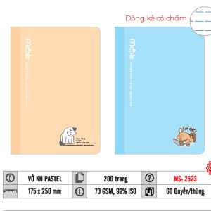 VỞ KẺ NGANG PASTEL MC.PLE 200 TRANG, 70GSM MS 2523/2515/2519/2509/2510