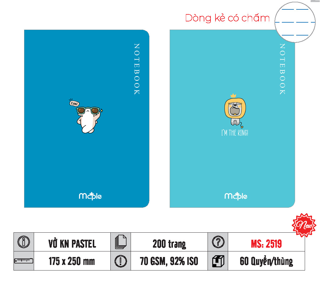 VỞ KẺ NGANG PASTEL MC.PLE 200 TRANG, 70GSM MS 2523/2515/2519/2509/2510 - Ảnh 4