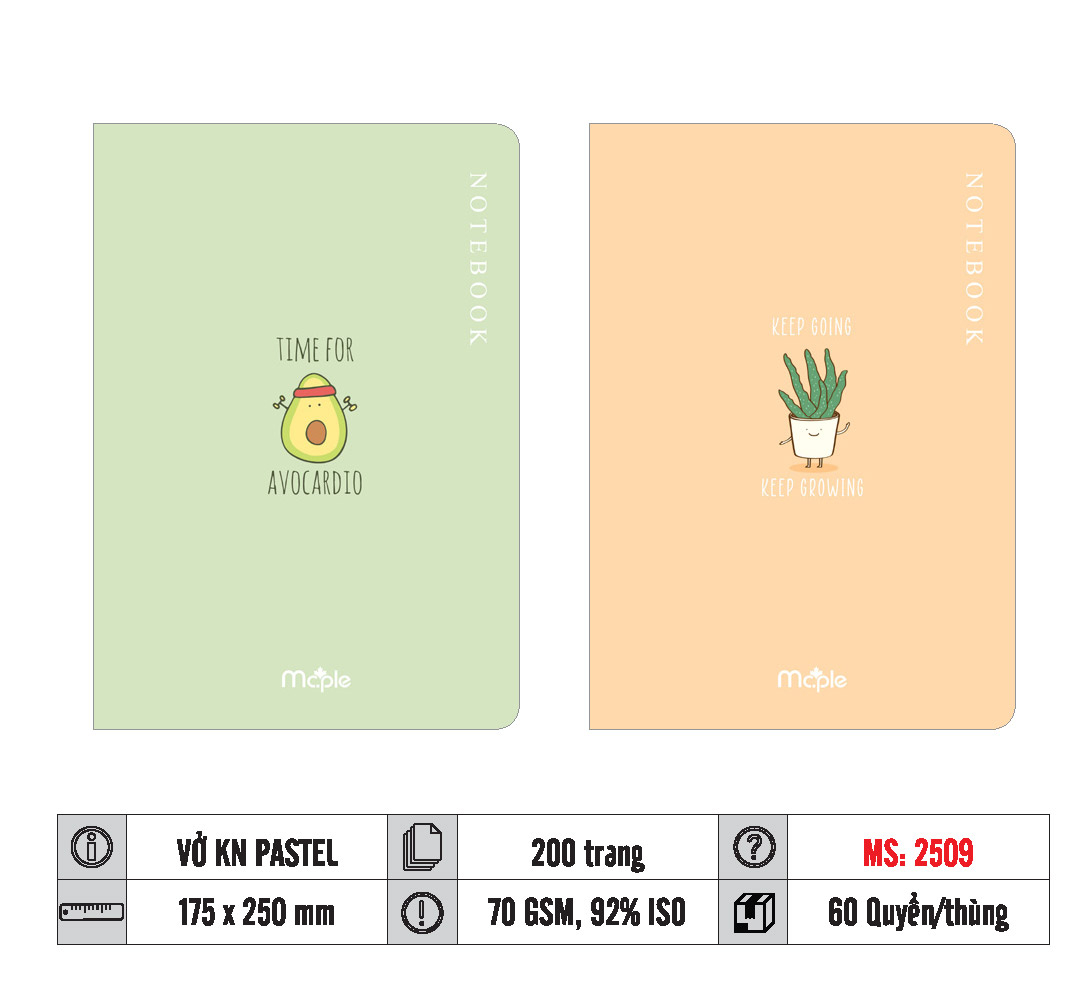 VỞ KẺ NGANG PASTEL MC.PLE 200 TRANG, 70GSM MS 2523/2515/2519/2509/2510 - Ảnh 3