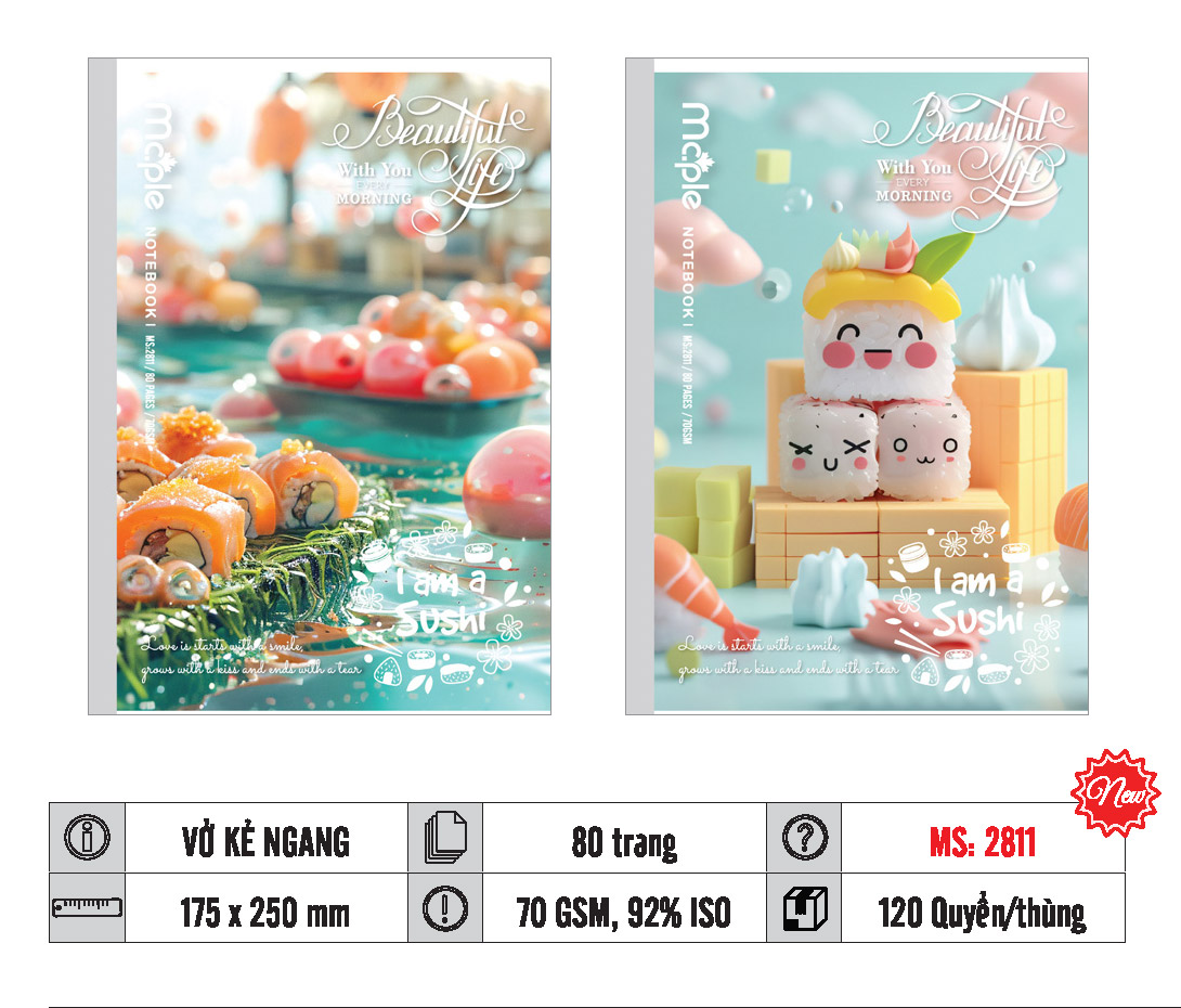 VỞ KẺ NGANG MC.PLE 80 TRANG, 70GSM 2811/2812/2070/2072/2480/2481/2482 - Ảnh 2