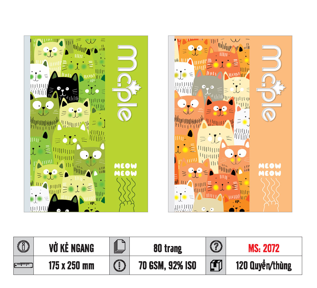 VỞ KẺ NGANG MC.PLE 80 TRANG, 70GSM 2811/2812/2070/2072/2480/2481/2482