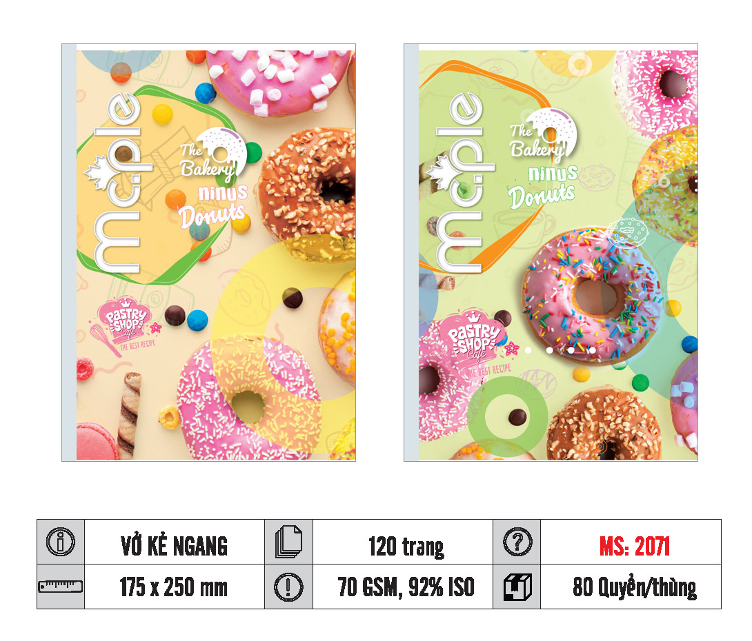 VỞ KẺ NGANG MC.PLE 120 TRANG, 70GSM MS 2071/2078/2075/2483/2484/2485
